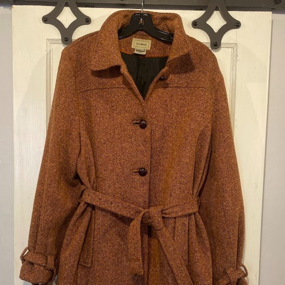 Belted Tweed Wool Coat - 1990's era